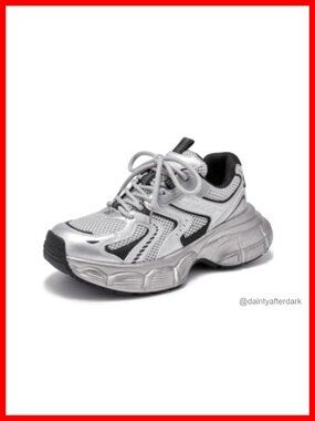 Women's Chunky Platform Walking Sneakers Lace-Up Athletic Running Shoes
